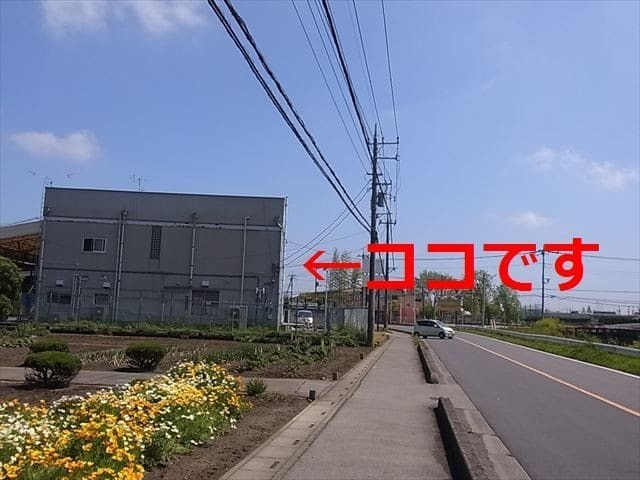 左手の白い建物です